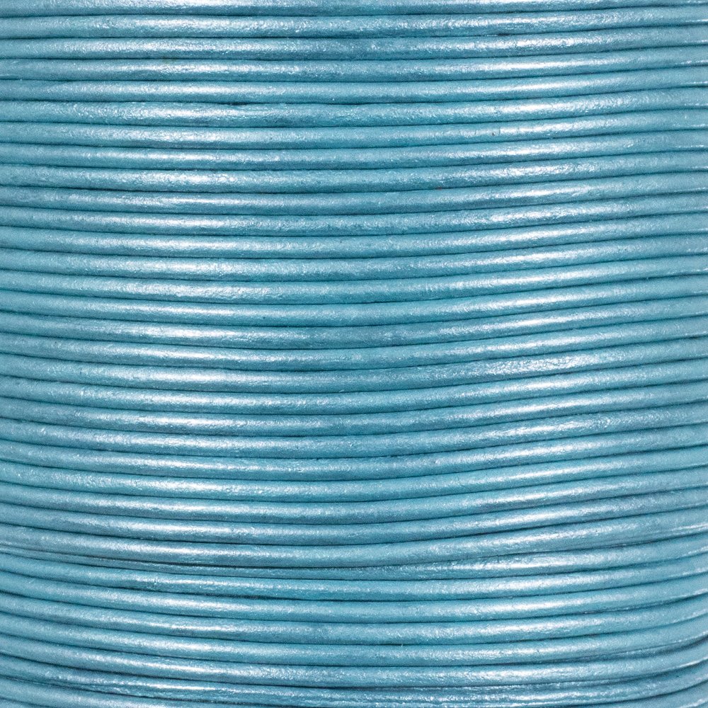 25 Yards of Solid Round 2mm Aqua Real and Genuine Leather Cord for use as Braiding String (2mm, Aqua) — image 1