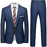 WULFUL Men's 2 Piece Suits Slim Fit Two Button Blazer Jacket Pants Set for Party,Wedding and Business