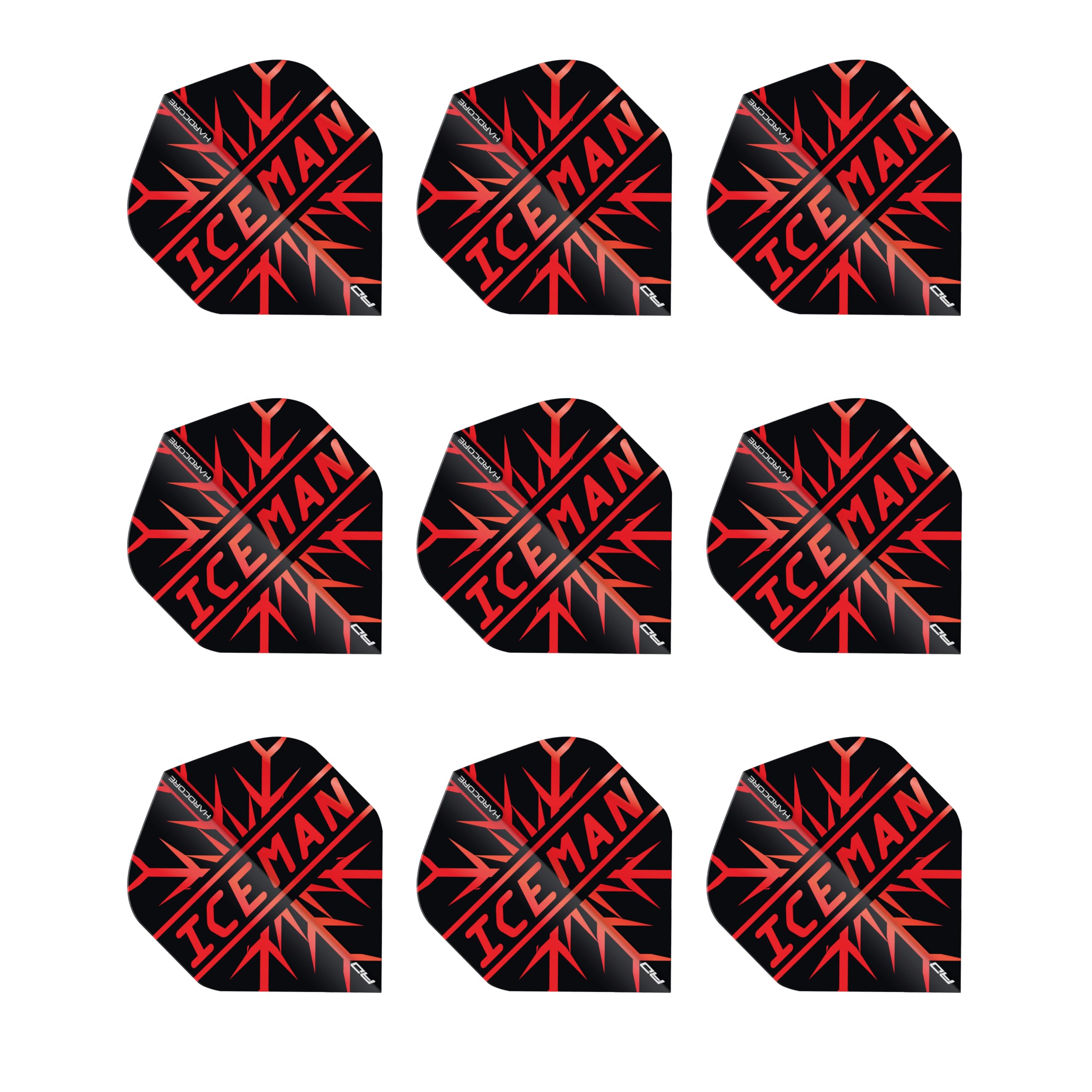 RED DRAGON Hardcore Gerwyn Price Red Premium Standard Dart Flights - 3 Sets Per Pack (9 Dart Flights in total)