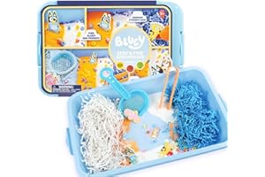 Horizon Group USA Official Bluey Seek & Find Sensory Bin, Ready-to-Use Sensory Toys for Toddlers 3-4 with Lid, Play Sand, Scoops & Tongs, Exclusive Bluey Toys