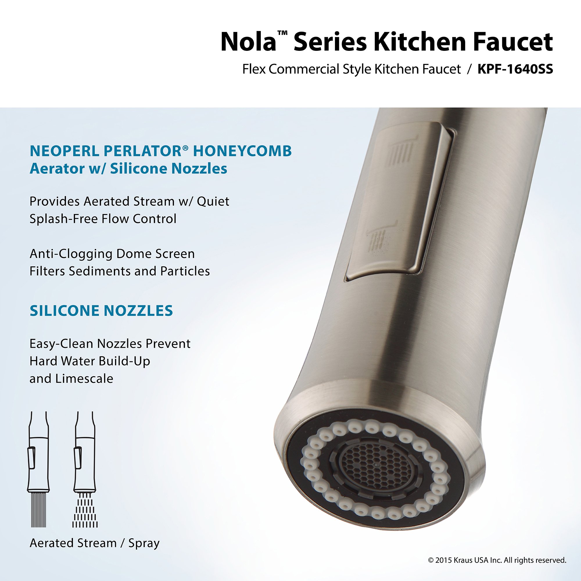 Kraus KPF1640SS Modern Nola Single Lever Flex Commercial Style Kitchen