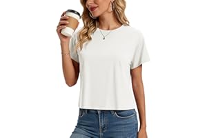 MAGCOMSEN Workout Crop Tops for Women Short Sleeve Cotton Athletic Yoga Tops Loose Casual Cropped T Shirts