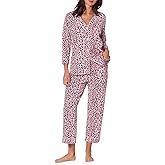 Bed Head PJs Womens 3/4 Sleeve Notch Collar & Cropped Pants Sleepwear Pajama Set