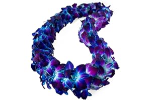 GENERIC Fresh Cut Orchids Flower Leis Pink, Fresh Orchids, Gorgeous Orchids: Long-lasting leis made of fresh cut orchids, for graduations, party decoration or gifts (Royal Blue)