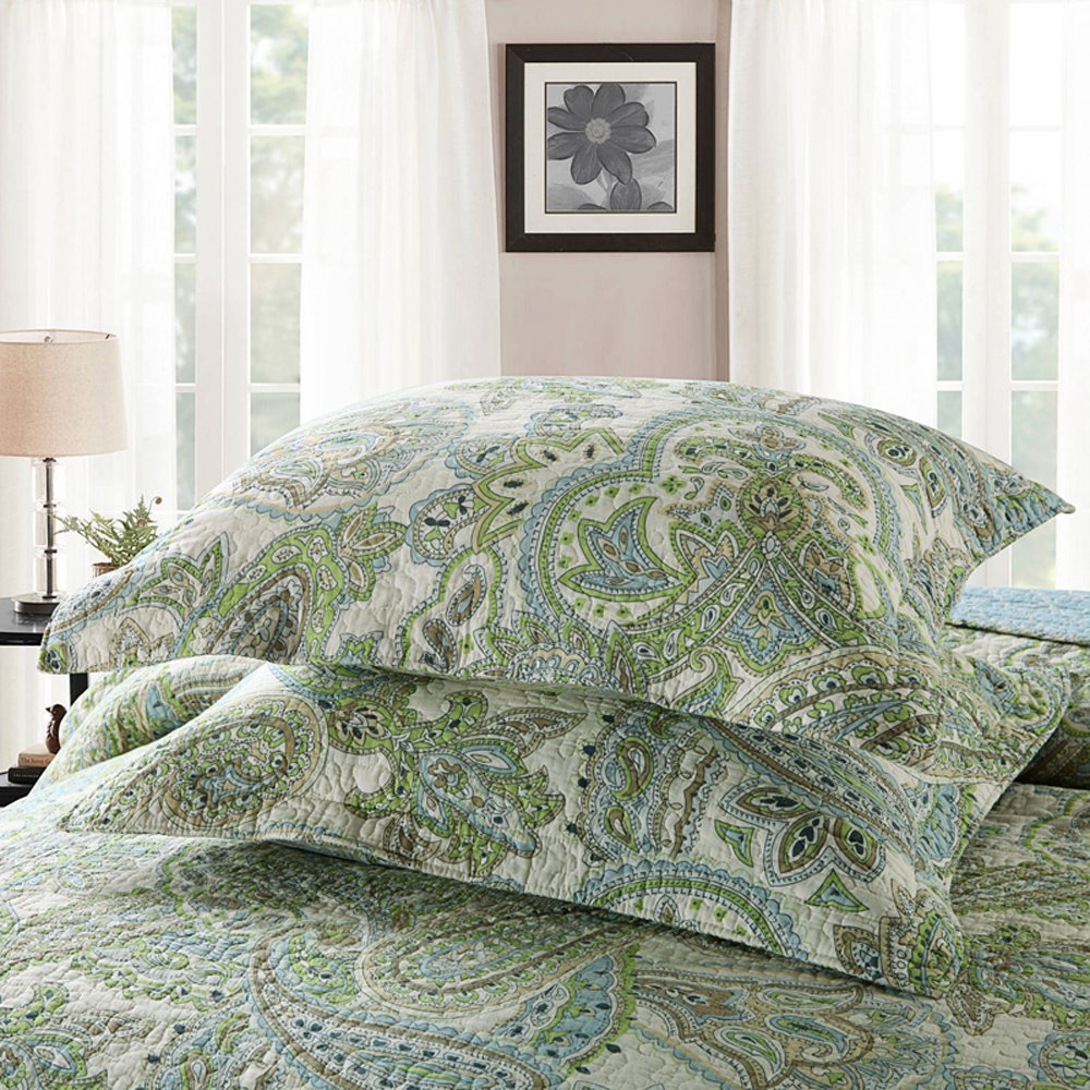 Brandream Green Paisley Printed Bedding Set Luxury Oversized Queen