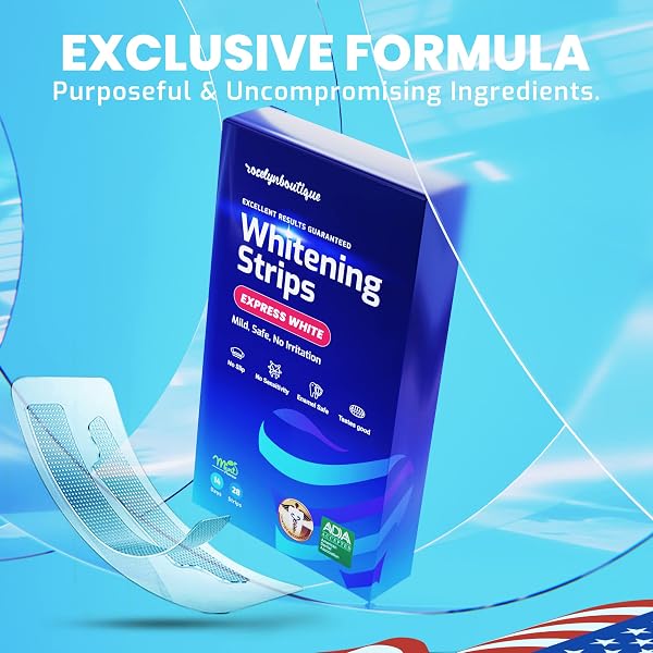 WHITENING STRIPS CARE ENAMEL SAFE NATURAL TEETH WHITENER KIT FOR MEN WOMEN (MINT 28 STRIPS)