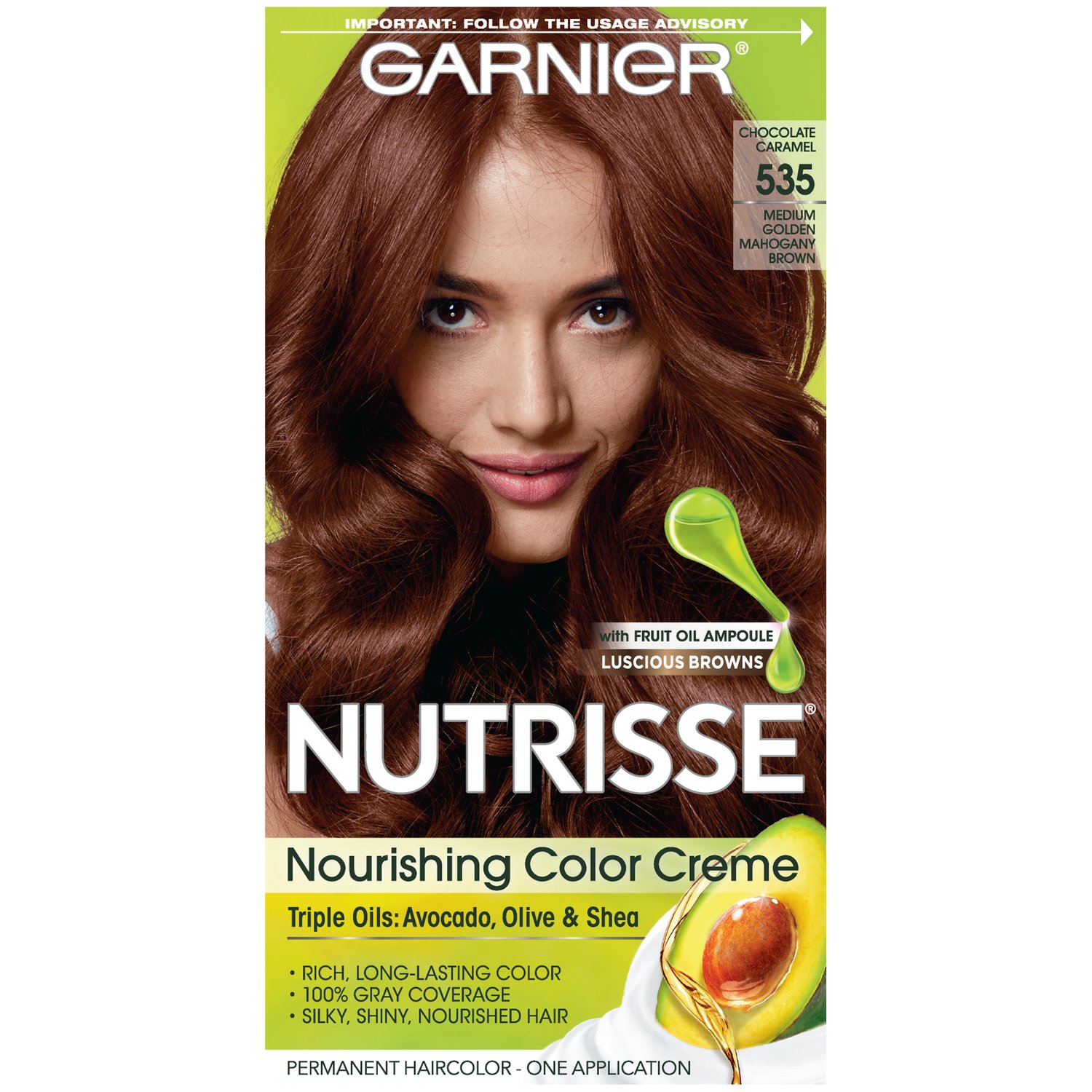 Photo 1 of Garnier Nutrisse Nourishing Hair Color Creme, 535 Medium Gold Mahogany Brown (Packaging May Vary)