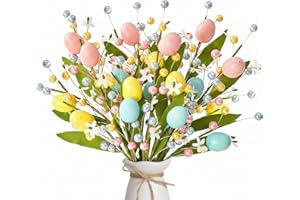 Worthyeah Easter Decorations 6 Pack Spring Flowers Artificial, Easter Centerpieces for Tables, Easter Egg Decorations for Hom