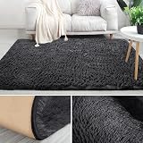 MOONLIGHT20015 Black Shag Rug 60x110cm Non-Slip Ultra Soft Plush Carpet view 4