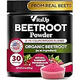 VitaUp Beet Root Powder 8 in 1 – USA Made Beets Supplements with Grape Seed, Hawthorn, Coq10 – with Organic Beetroot Powder for Energy & Circulation Support – Non-GMO, Mixed Berry Flavor, 30 Serving