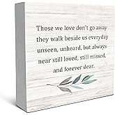 SRADMO Those We Love Don't Go Away Wood Box Sign Desk Decor, Rustic Bereavement Memorial Wooden Block Box Sign Decoration For Home Living Room Shelf Table Decor, Bereavement Memorial Decoration