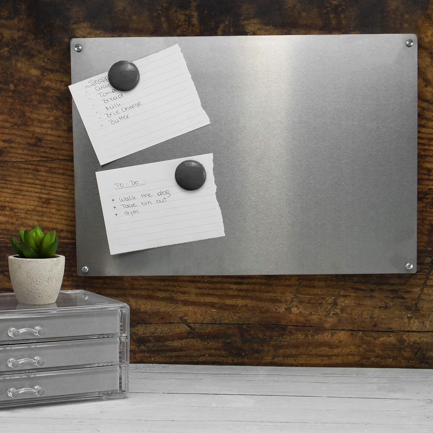 Magnetic Notice Board A3, Stainless Steel Memo Board 42 x 29.7 cm, Magnetic Noticeboard for Kitchen Office & Fridge - Image 5