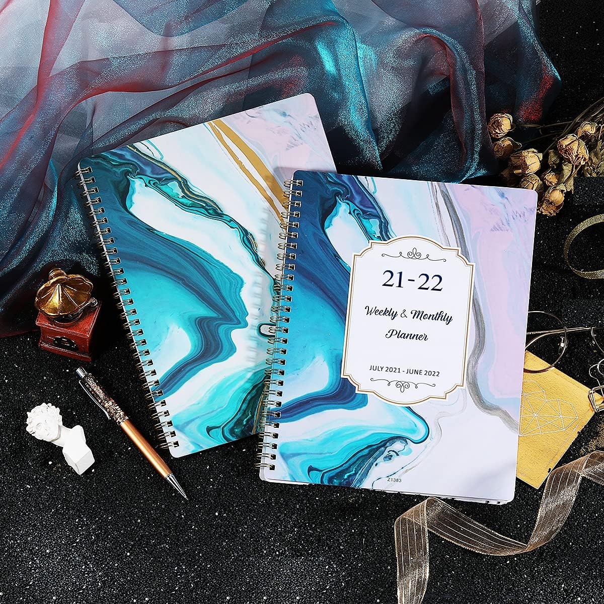 Planner 2021-2022 - Academic Planner with Tabs, 8" x 10", Jul. 2021 - Jun. 2022, Weekly & Monthly Planner, Thick Paper, Twin-Wire Binding - Sea Blue : Office Products