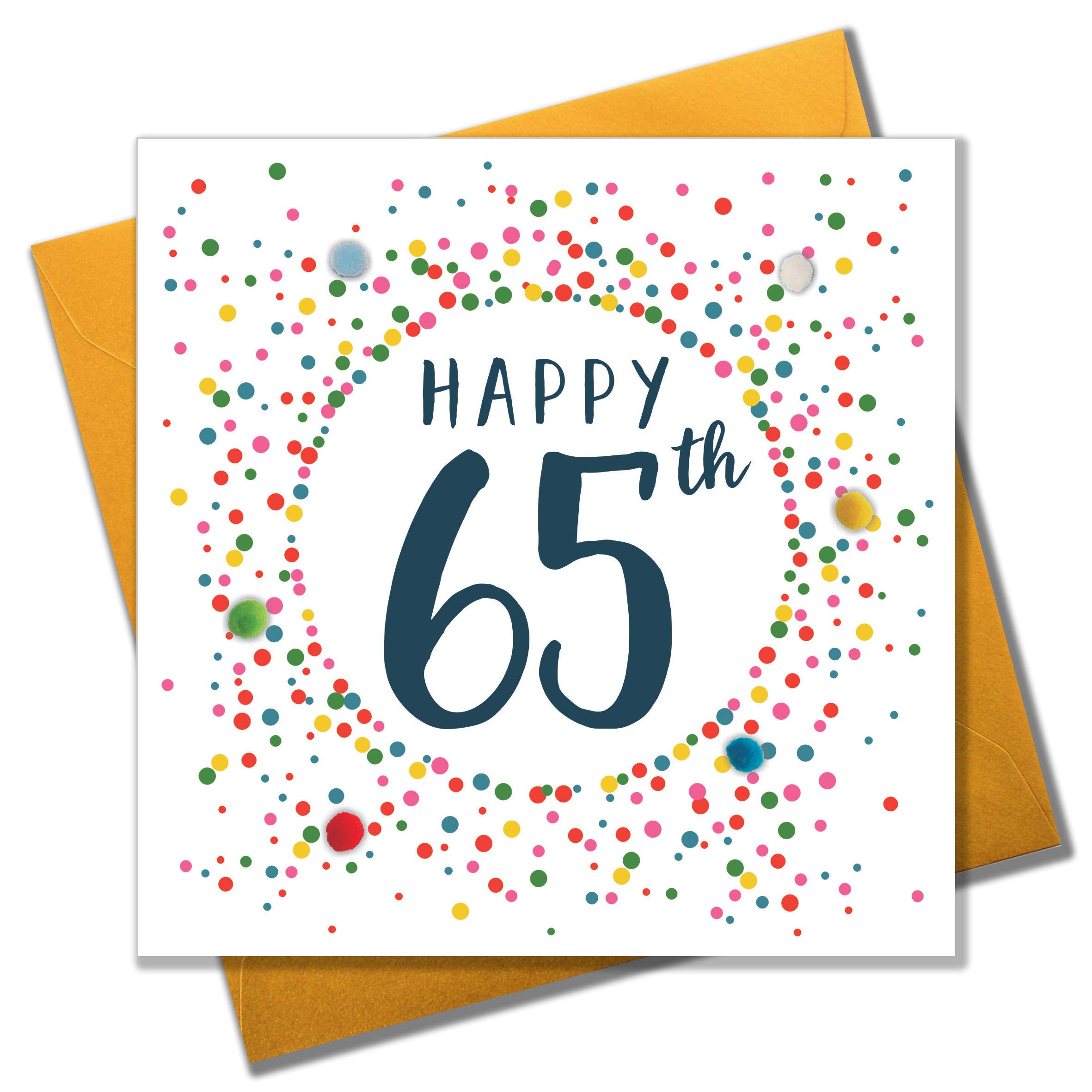 Claire Giles Greeting Cards, Happy 60th Birthday Card, Dotty Age 60 Birthday Greeting Card, Embellished with colourful Pompoms