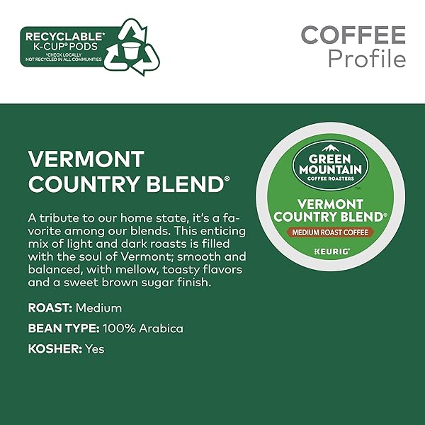GREEN MOUNTAIN COFFEE ROASTERS VERMONT COUNTRY BLEND KEURIG SINGLE-SERVE K-CUP PODS, MEDIUM ROAST COFFEE
