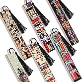 Colarr 12 Pcs Wood Bookmarks for Woman Book Club Gift for Book Worms Books Lovers Bookmarks Bulk with Tassels for Reading Party Favors Books Exchange Club Men & Women Friends(Bookshelf)