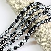 Chuxin 200pcs Crackle Crystal Glass Beads, 8mm Black Round Spacer Glass Beads for Jewelry Making, Crafts Crystal Beads Bulk Loose Beads for DIY Craft Earring Necklace Bracelet Jewelry