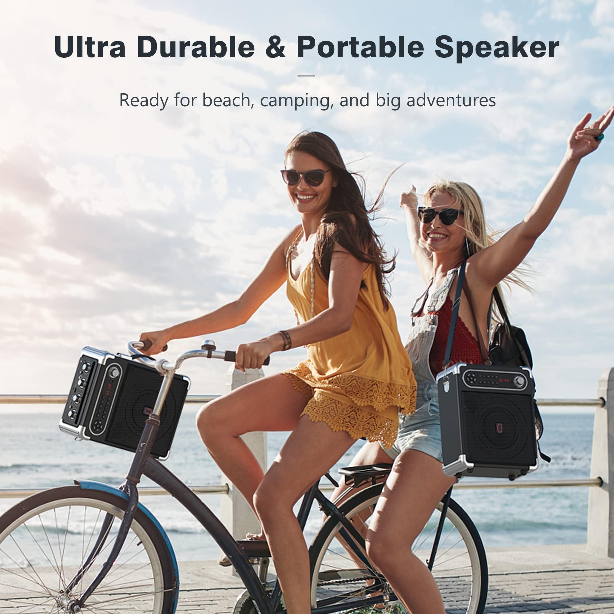 JYX Karaoke Machine with 2 Wireless Microphones, Bluetooth Speaker PA System for Adults and Kids with LED Light, 5200mAh Battery, Supports TWS/REC/FM/AUX in/USB/TF for Christmas Party, Wedding