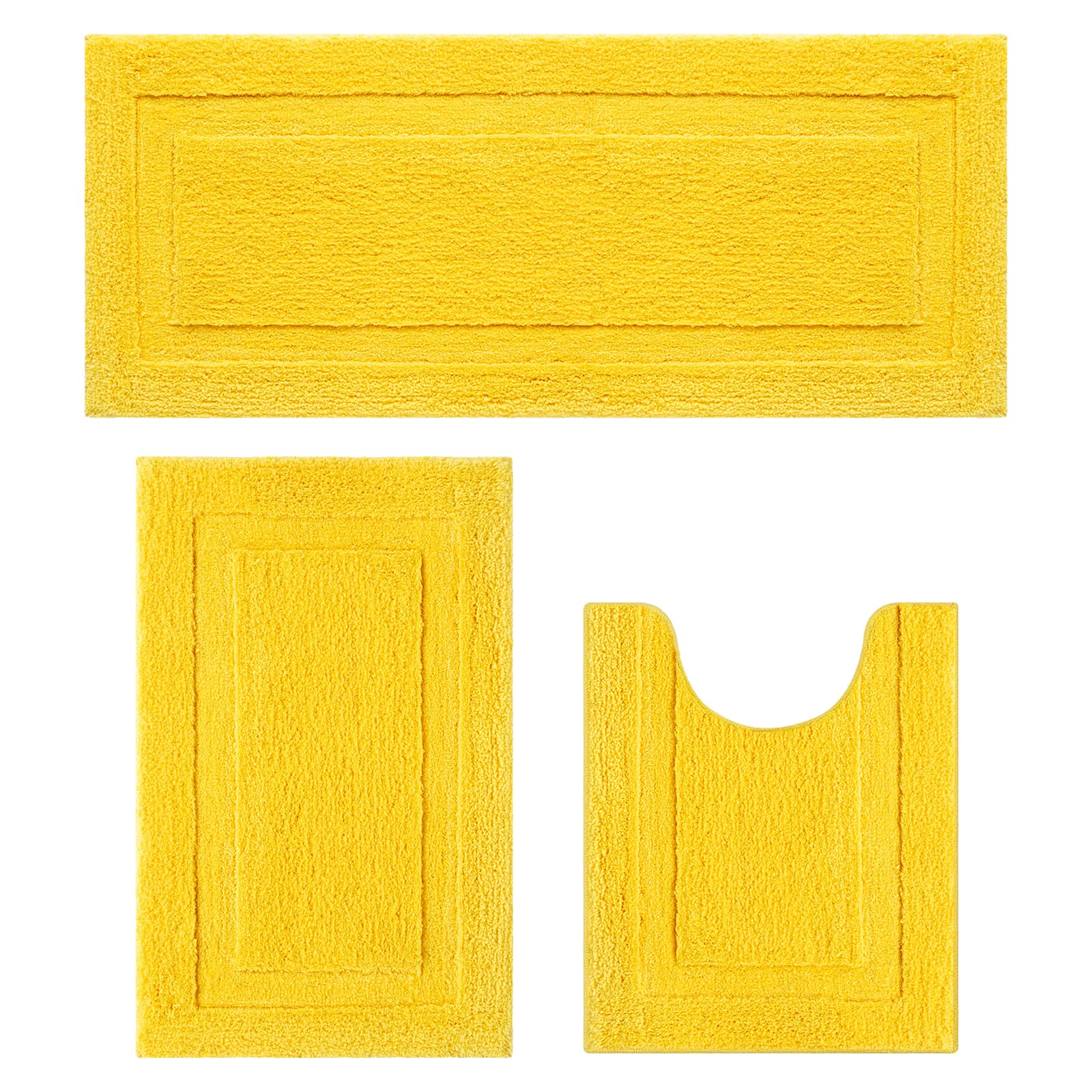 Photo 1 of ***NEEDS TO BE WASHED***SHACOS Yellow Fall Bathroom Rugs Sets 3 Piece, 20"x32" + 20"x47" Non Slip Bath Mat and 20"x24" Toilet Rugs U Shaped Washable, Soft Fluffy Water Absorbent Bathroom Floor Mat