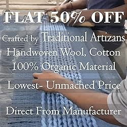 Wool Area Rug 5x8 ft Handmade Woven Rectangle