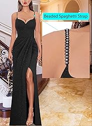 VFSHOW Womens Sexy Formal Prom Ruched Hight Slit