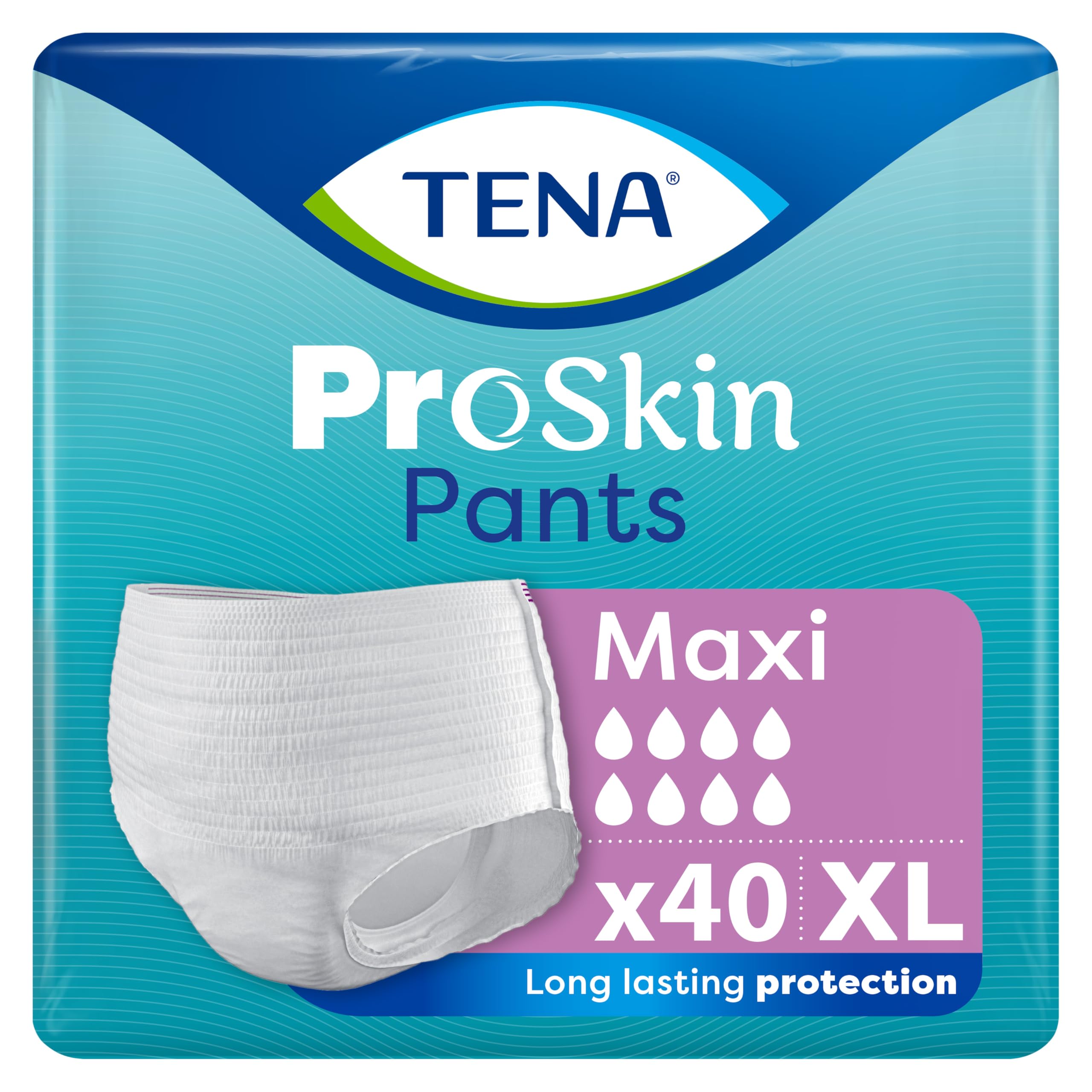 Tena ProSkin Pants Maxi, Incontinence Underwear, X-Large, 4 Packs of 10 (40 Count)