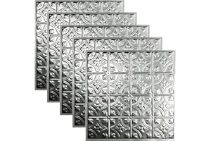 Great Lakes Tin Hamilton Unfinished 2ft x 2ft Lay in Ceiling Tiles - Perfect for DIY and Home Renovation Projects - Easy to Install (5 Pack)
