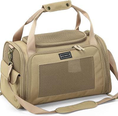 Petsfit Airline Approved Cat Carrier Lightweight Travel Bag Khaki