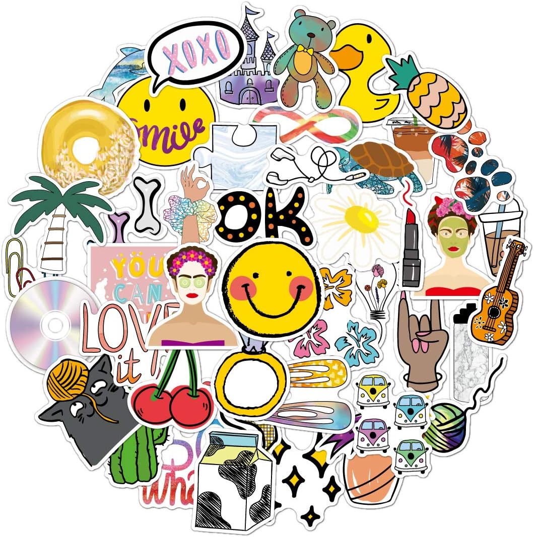 Vinyl Stickers for Water Bottles, Fowateda Cute Laptop Waterproof Stickers for Kids, Teens, Adults, Girls (47pcs)