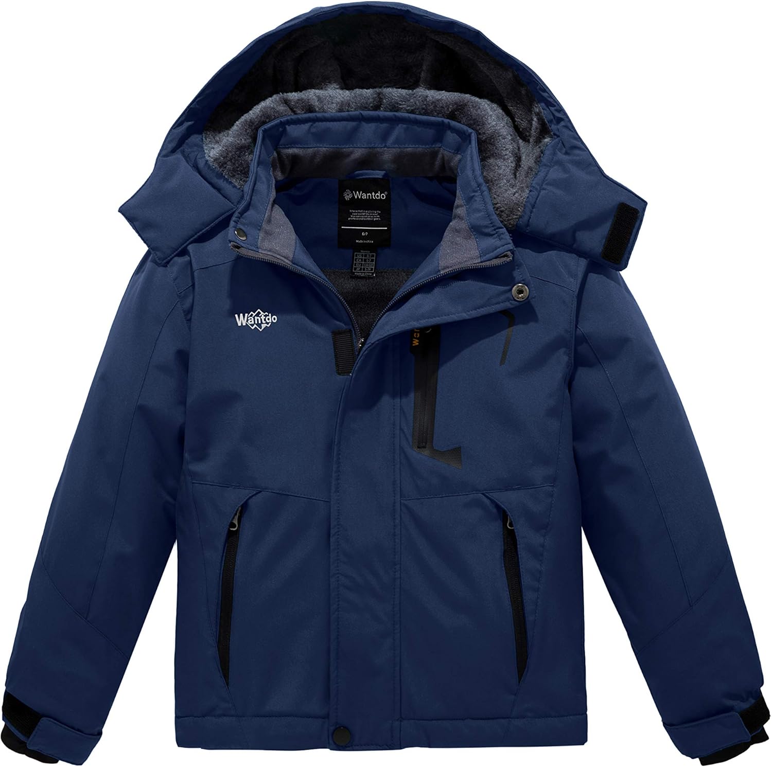 Wantdo Boy's Waterproof Ski Jacket Mountain Fleece Snow Coat Thicken Winter Coats Hooded Raincoats: Clothing