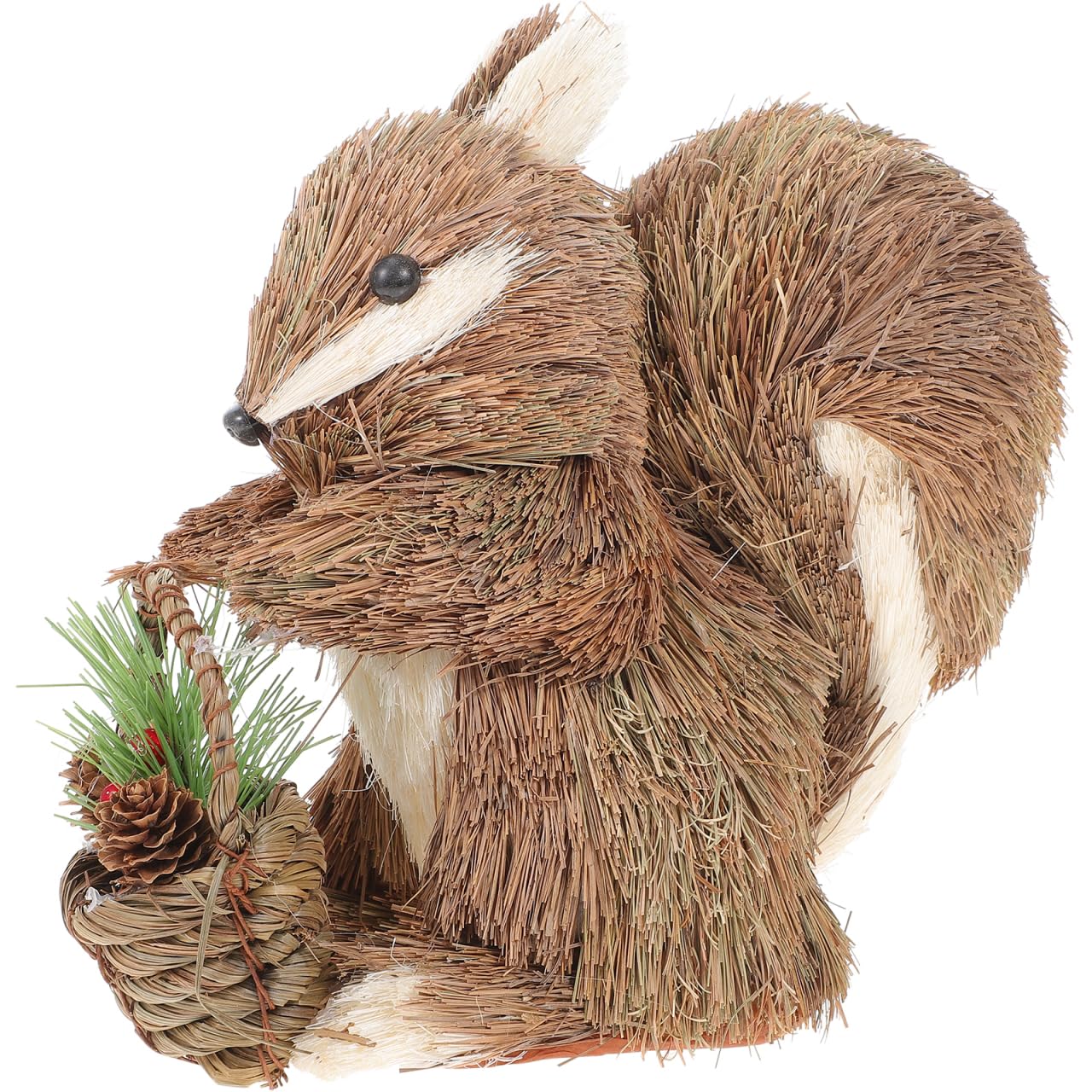 Garneck Christmas Squirrel Figurines With Nut For Home Decor Straw Squirrel Christmas Tree Ornament Table Centerpiece