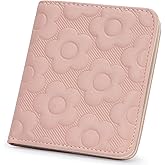 VIMUTI Womens Wallet,Slim Small Wallet Women RFID Bifold Compact Wallets for Women 3D Embossed Leather Wallet with ID Credit Card Holder Zipper Coin Pocket Pink
