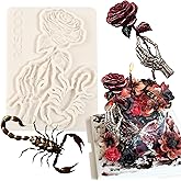 ICNYEKl 1 Pcs Rose Flower Silicone Mold, Halloween Scorpion Chocolate Fondant Mold For Cupcake Toppers, Cake Decoration, Candy Sugar Craft Dough Resin Clay Plaster Easy to Clean and Demold