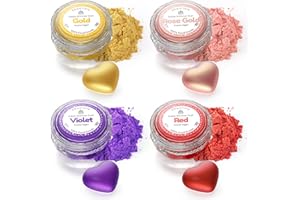 SHANLINLY Luster Dust Edible Set 4 Colors - Food Grade Edible Glitter for Drinks Vegan Shimmering Powder Food Coloring for Cake Decorating, Chocolates Paints, Cookies, Cupcakes Pops, Kosher, 3 Grams Each Jar
