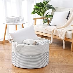 MEGASKET XXXL Large Cotton Rope Blanket Basket for