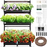 Growell Large Hydroponics Growing System Kit, 90 Pods Vertical Hydroponic Garden with 2 Light Modes Grow Light, Auto Circulating Water System, 40L Indoor Gardening System for Herb Vegetable Fruit