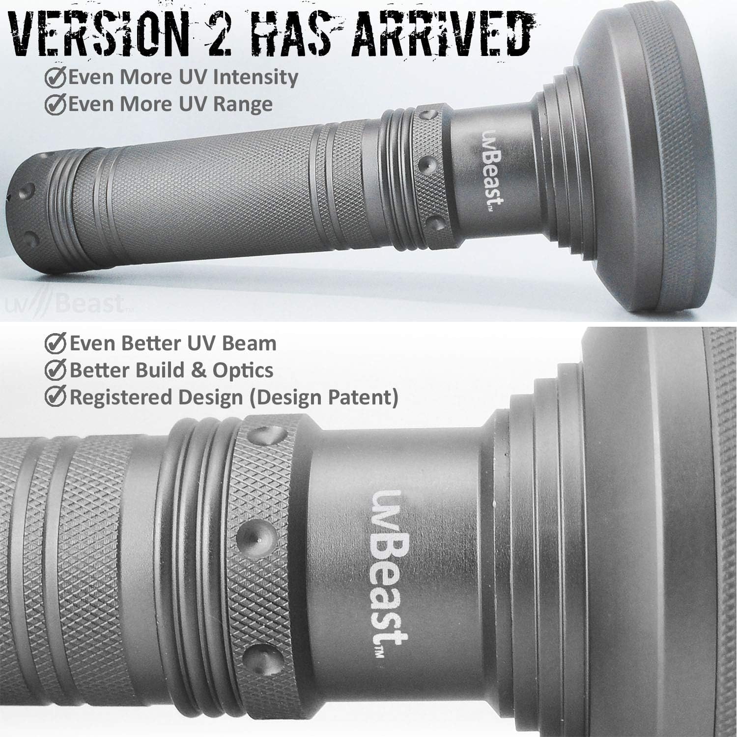 uvBeast V2 - Black Light UV Flashlight with HIGH DEFINITION with Flood Effect 385-395nm UV Best for Commercial/Domestic Use Works Even in Ambient Light – USA Stock – UK Design - - 
