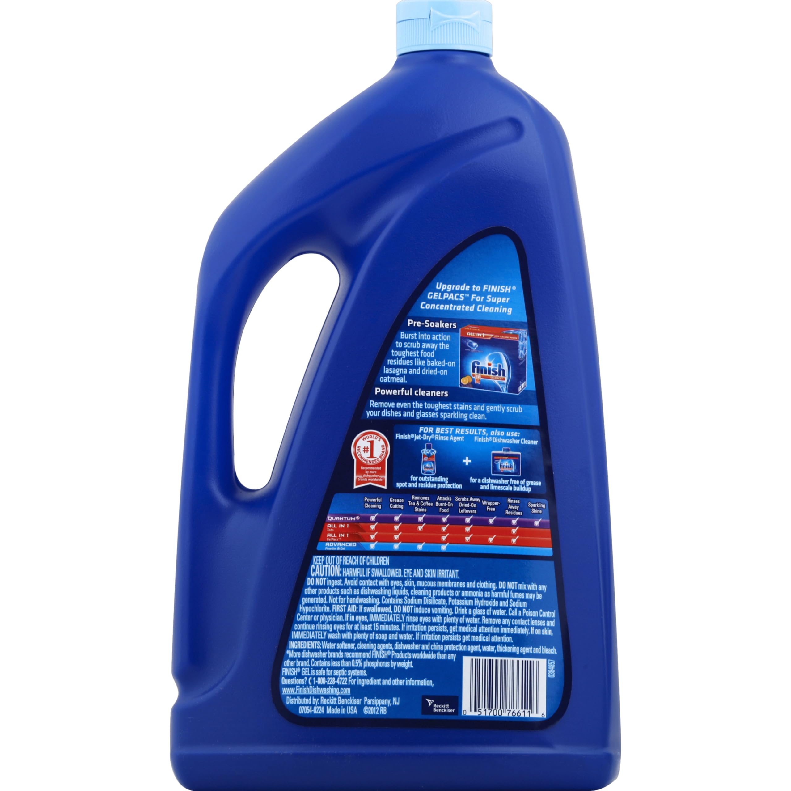 Finish Gel Liquid Dishwasher Detergent, Advanced Deep Cleaning Power Dish Soap, Fights Tough Stains, Dishwasher Soap, Septic Safe & Plastic-Free Dish Detergent, Orange Scent, 75oz