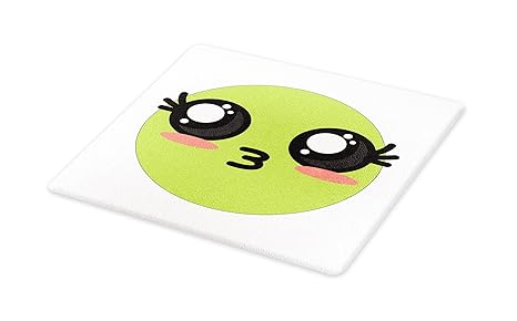 Amazon Com Lunarable Kawaii Cutting Board Happy Smiley Face