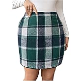MakeMeChic Women's Plaid Skirt High Waisted Pencil Mini Skirt