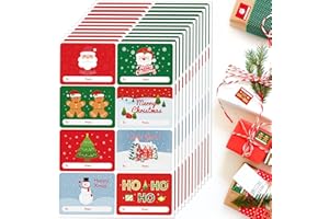 EALPVIS 80 Piece Christmas Tags: Santa Snowman and Gingerbread Themed Stickers for Gifts