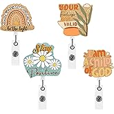Positive Nursing Retractable Badge Reel - 4PCS Bible Verses Boho Retractable Badge Holders Alligator Clip Accessories Mental Health Badge Reels Christian Office Gifts for Nurse Doctor Student Teacher