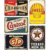 Vintage Metal Tin Signs Retro Garage Signs For Men Wall Decorations Old Car Shop Posters Oil And Gas Station Sign Man Cave Decor 5 Pces 8×12 Inch