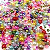 Amaney 1200pcs Half Round Imitation Pearls Beads Flatback Satin Luster ABS Assorted 3/4/5/6/7/8/9/10/12mm 100g/lot