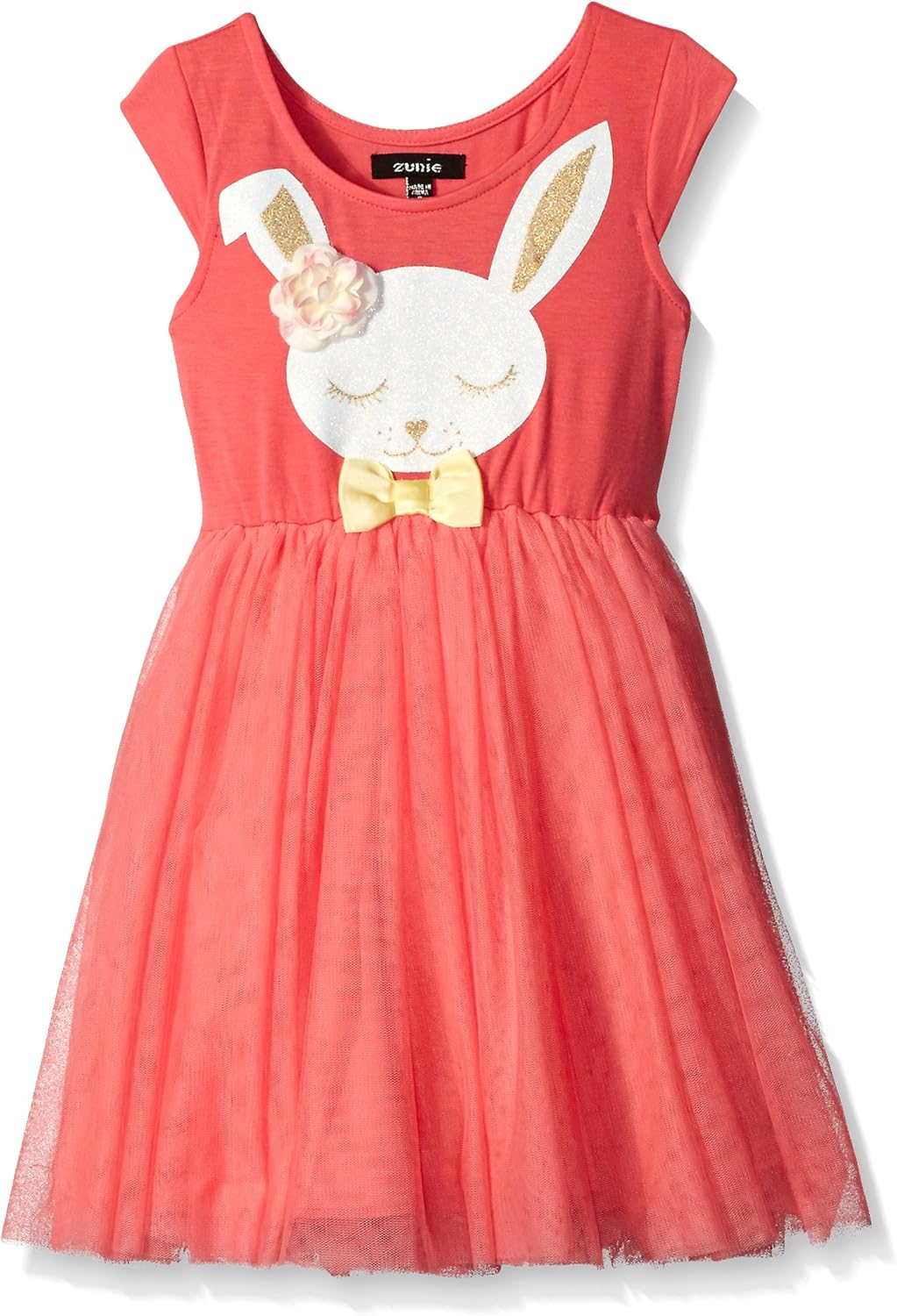 ZUNIE Little Girls Cap Sleeve Bunny Tutu Dress, Coral, 5 Amazon.in