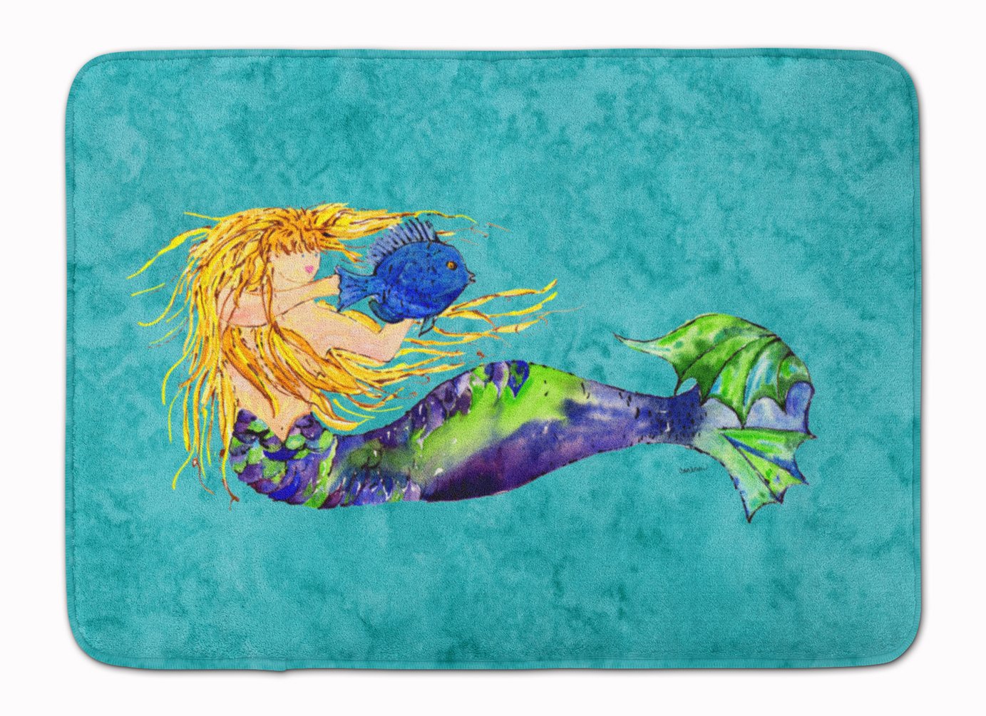 Caroline's Treasures Blonde Mermaid on Teal Floor Mat, Multicolor, 19 inches x 27 inches