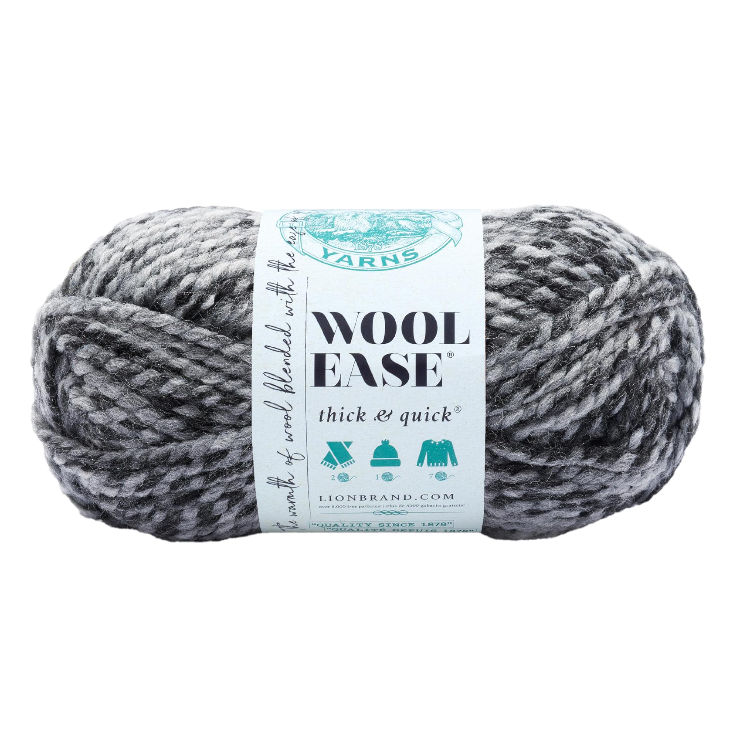 Lion Brand Yarn Wool-Ease Thick and Quick Yarn, Acrylic, Licorice, 21.59x9.525x9.525 cm