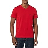 Nautica mens Short Sleeve Solid Slim Fit V-neck T-shirt T Shirt, Red, Large US