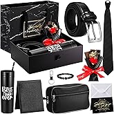 Tioncy 10 Pcs Valentine's Day Gifts for Men: Men Birthday Gift Basket Box Set-16 oz Tumblers Wallet Tie Belt -retirement Anniversary Thank You Present for Dad Husband Boyfriend Coworker(Dad)