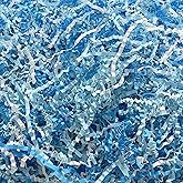 Crinkle Cut Paper Shred Filler for Gift Wrapping, Shredded Paper for Basket Filling,Mixed Colors Gift Box Filler for Easter, Birthday, Christmas, Thanksgiving, Wedding, Mother's Day(Blue&White)